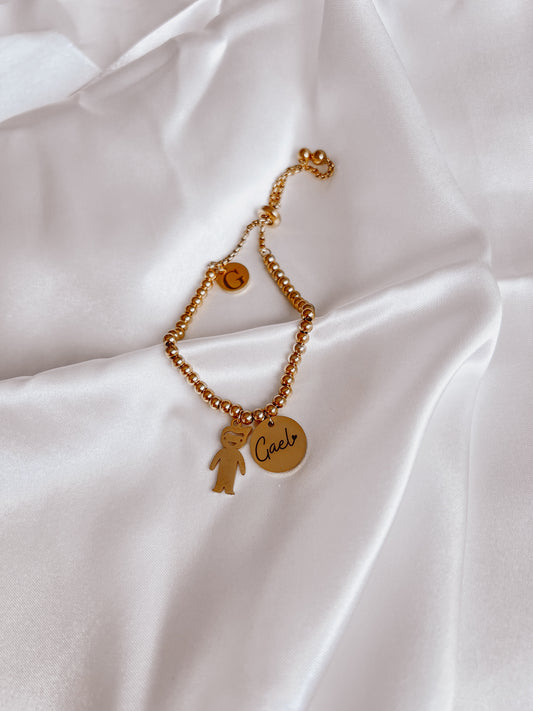Custom name bracelet with Kid charm
